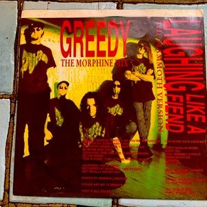 Greedy, The Morphine Mix /Laughing like a fiend. Promo clear green vinyl 45.